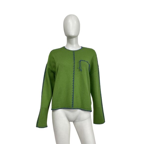 Simon Miller Sweaters - Simon Miller 'Glenn' Green Acrylic Embroidered Knitted Sweater Size XS